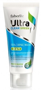 Гель-скраб-маска 3 в 1 для жирной и проблемной кожи Серия Ultra Clean Ultra Green (Арт. 0882) в каталоге Фаберлик