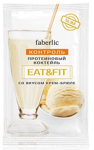 Протеиновый коктейль Eat&Fit со вкусом крем-брюле в новом каталоге Faberlic 
