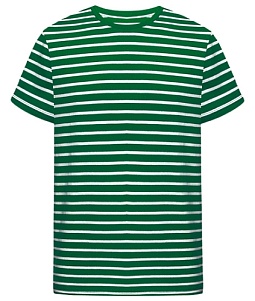 Трикотажная футболка прямого силуэта в полоску - серия: Basic. Цвет зеленый. Состав: 100% хлопок. Страна производства: Бангладеш. Цена 599 руб