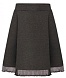 Трикотажная юбка с гофрированной тесьмой для девочки, цвет тёмно-серый меланж